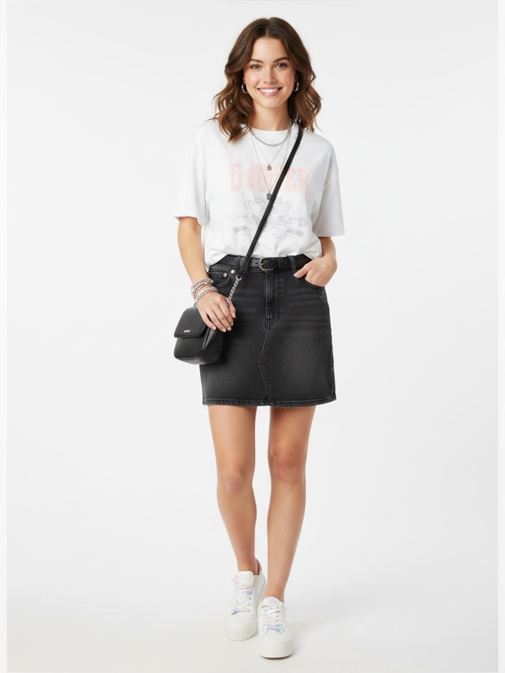 NWT American Eagle Outfitters Charcoal Black Denim Stretch Mini Skirt size 28-30